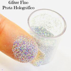 Glitter Fino Prata Holográfico